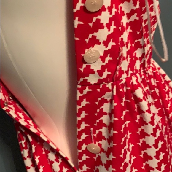 Vintage Albert Capraro Cherry Red & White Halter Dress 4 - Picture 5 of 7